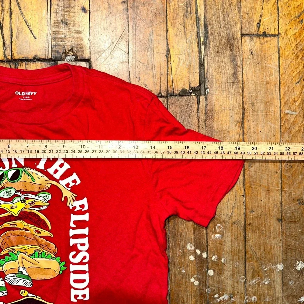 Old Navy Tee Boys Large Red Catch You On‎ The Flipside Burger Graphic Pullover